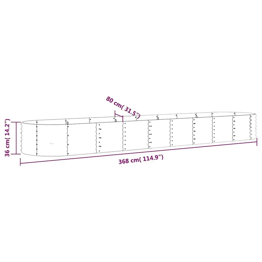 Garden Raised Bed Galvanised Steel Planter Box 368x80x36cm