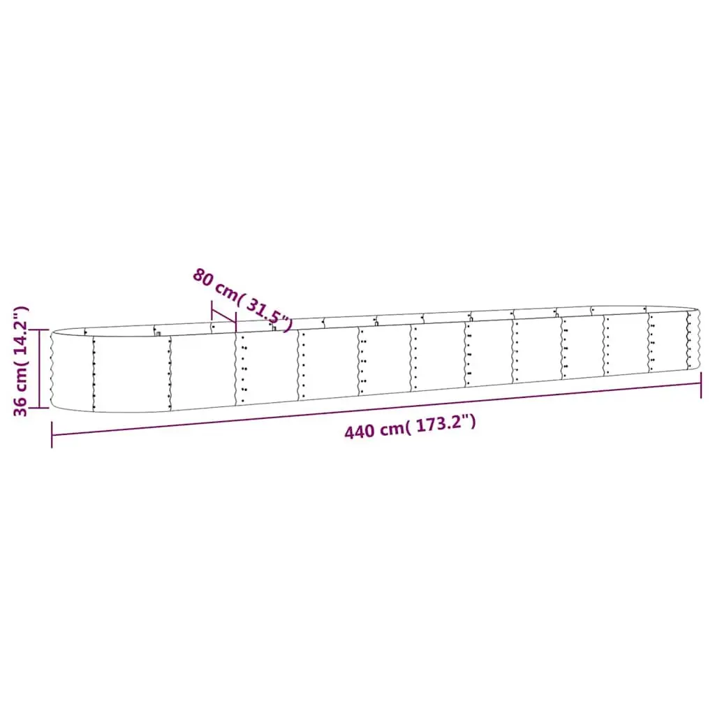 Garden Raised Bed Planter Box Galvanised Steel 440 x 80 x 36 cm Outdoor Vegetable Flower Herb Pot