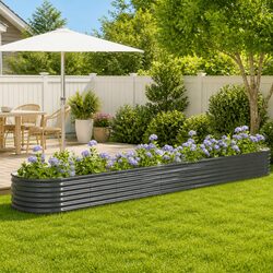 Raised Garden Bed Anthracite Steel Planter Large Outdoor Vegetables Flowers