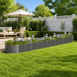 Garden Raised Bed Galvanised Steel Planter Box Outdoor Vegetables Flowers Herbs