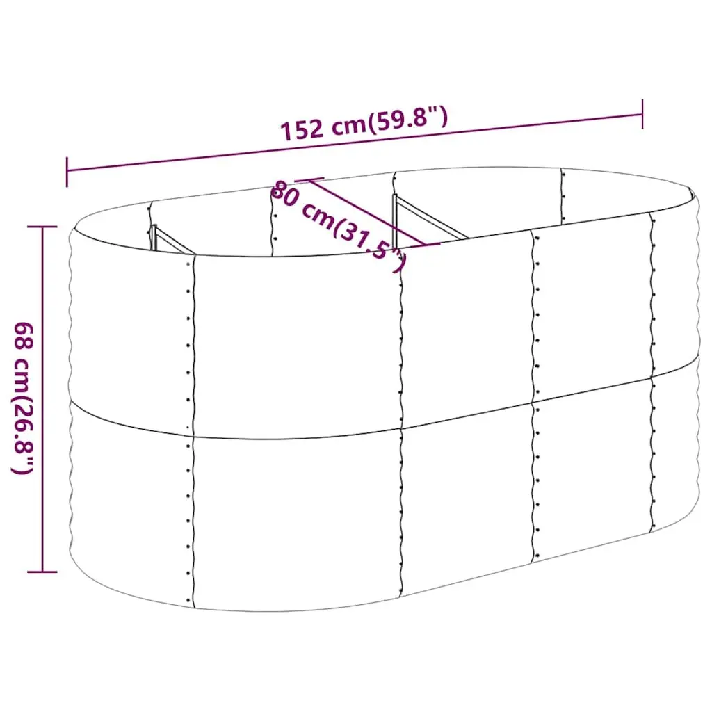 Raised Garden Bed Galvanised Steel Planter Durable 152 x 80 x 68 cm