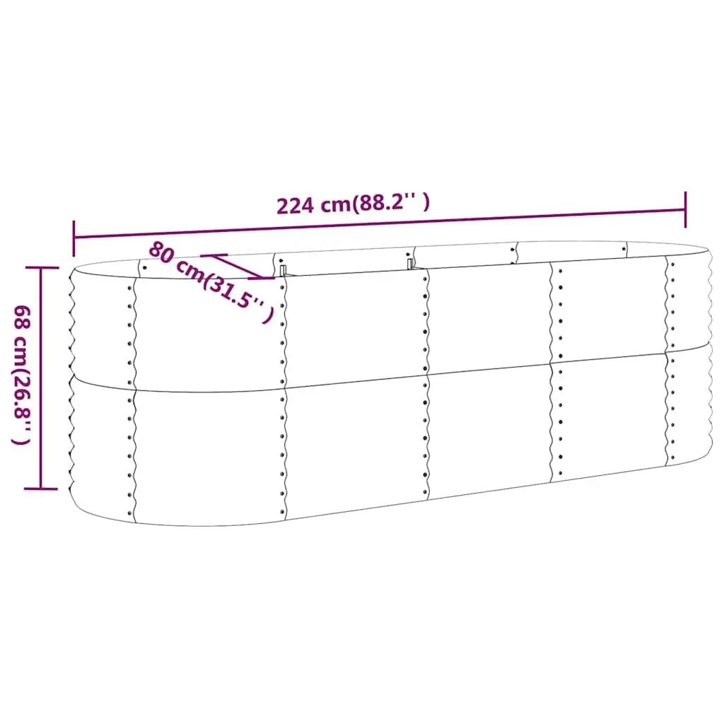 Raised Garden Bed Sturdy Frame Deep Grey Galvanised Steel