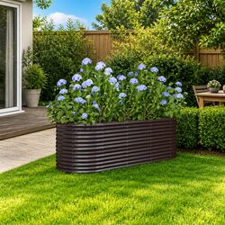 Raised Garden Bed Galvanised Steel Planter Box Brown Outdoor Vegetable Flower