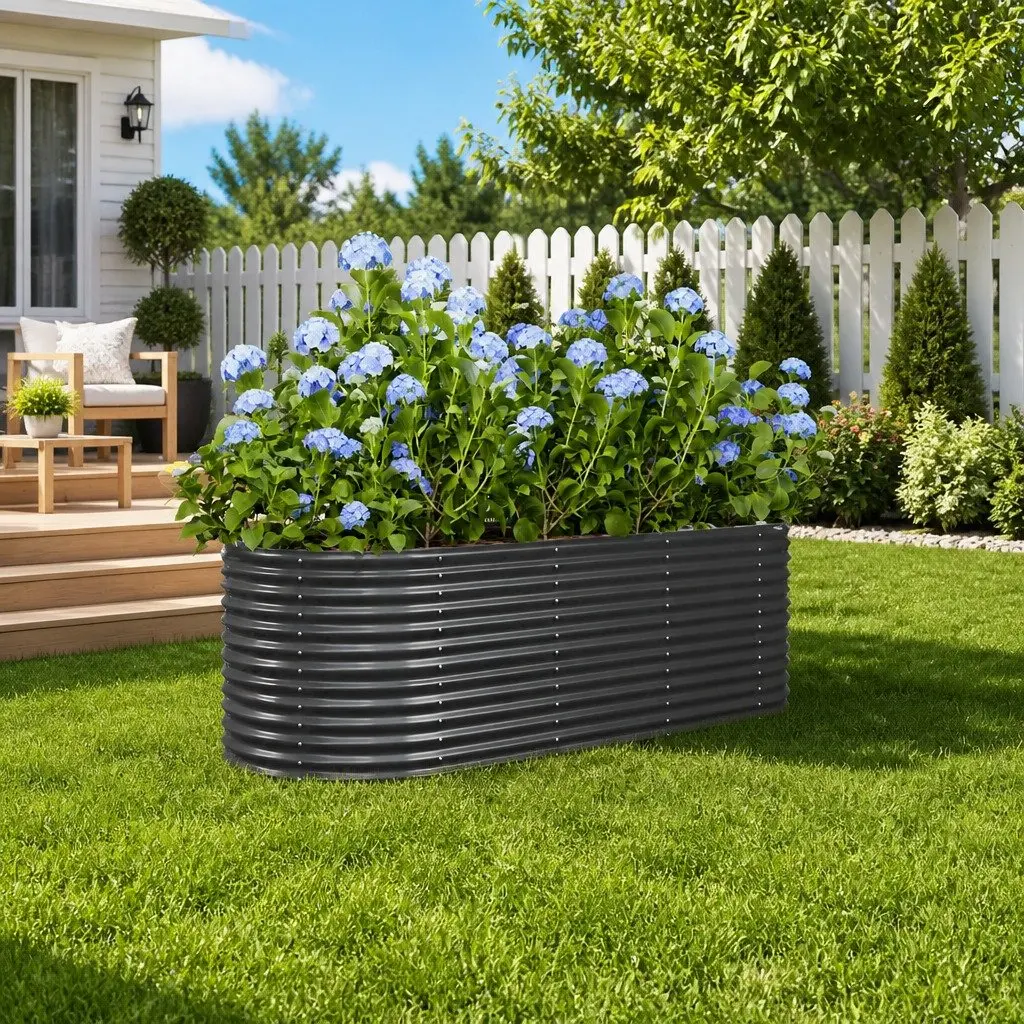 Garden Raised Bed Planter Galvanised Steel Frame Anthracite 224 x 80 x 68 cm