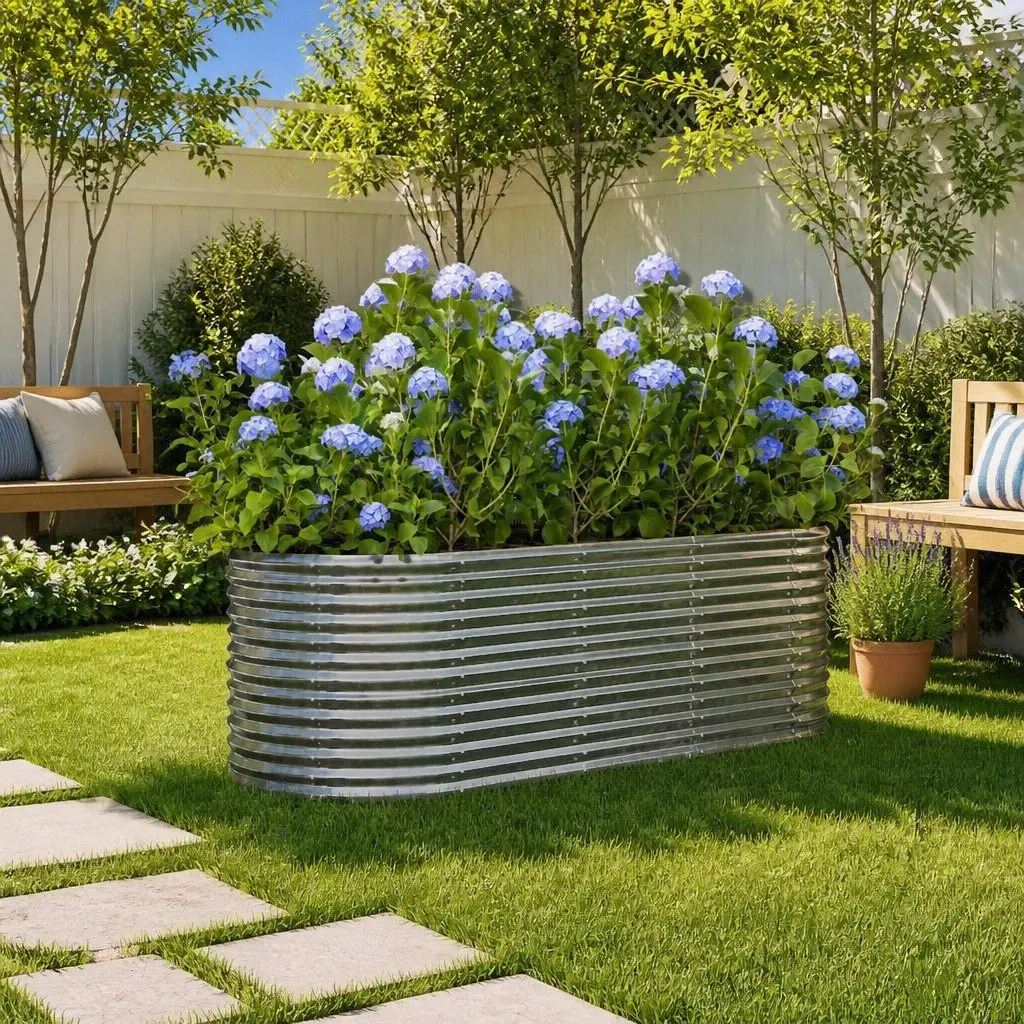 Raised Garden Bed Galvanised Steel Planter Box Outdoor 224 x 80 x 68 cm