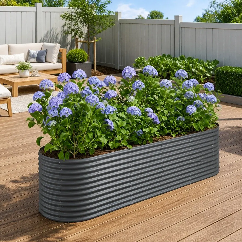 Garden Raised Bed Planter Box Galvanised Steel 296 x 80 x 68 cm