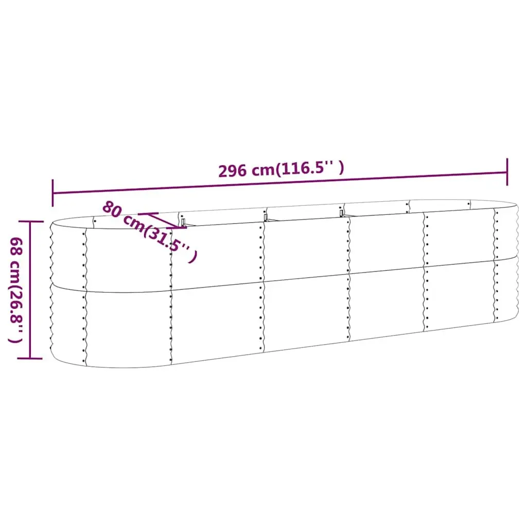 Garden Raised Bed Planter Box Galvanised Steel 296 x 80 x 68 cm