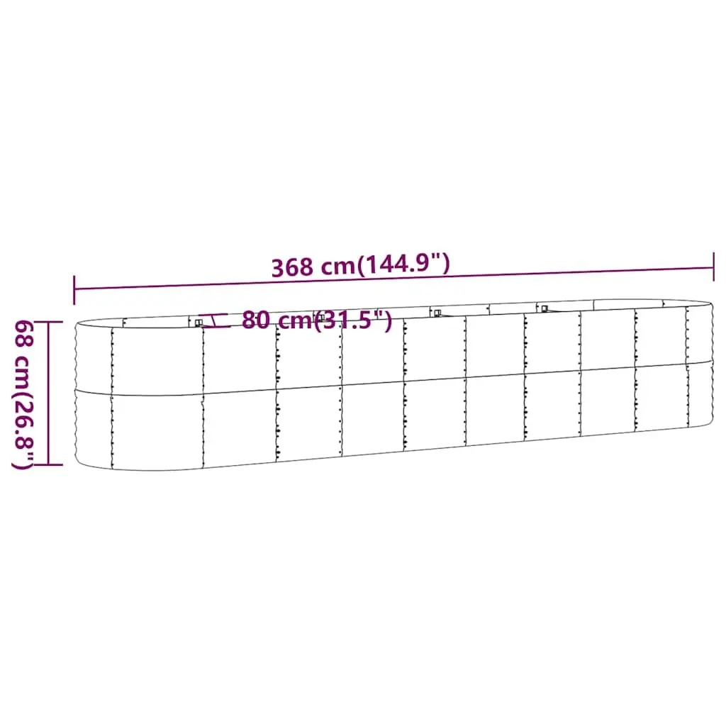 Garden Raised Bed Galvanised Steel Planter Box Outdoor 368L x 80W x 68H cm
