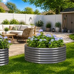 Friendly Grey Raised Garden Bed Box 100x100x36cm