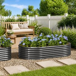Raised Garden Bed Galvanised Steel Frame Anthracite Outdoor Planter Box