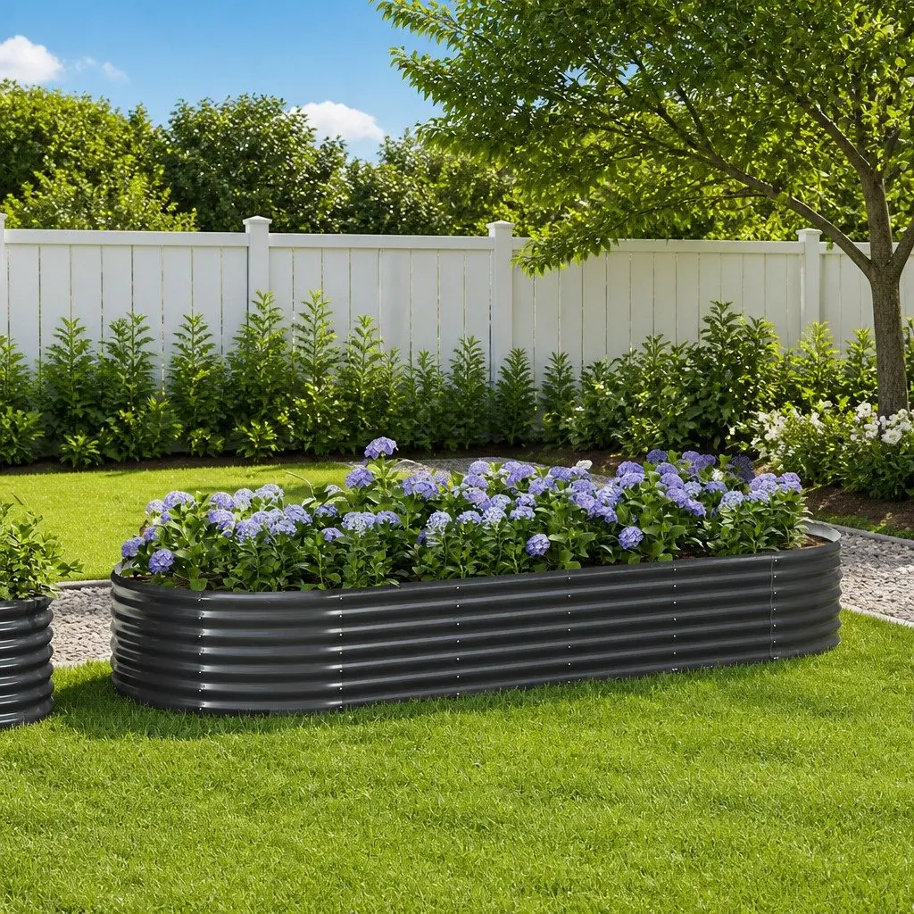 Raised Garden Bed Planter Anthracite Steel Frame 249 x 100 x 36 cm