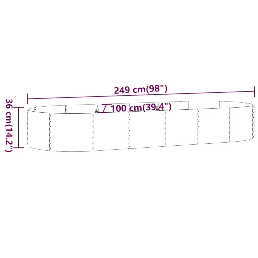 Raised Garden Bed Planter Anthracite Steel Frame 249 x 100 x 36 cm