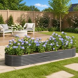 User-Friendly Grey Raised Garden Bed for Easy Planting