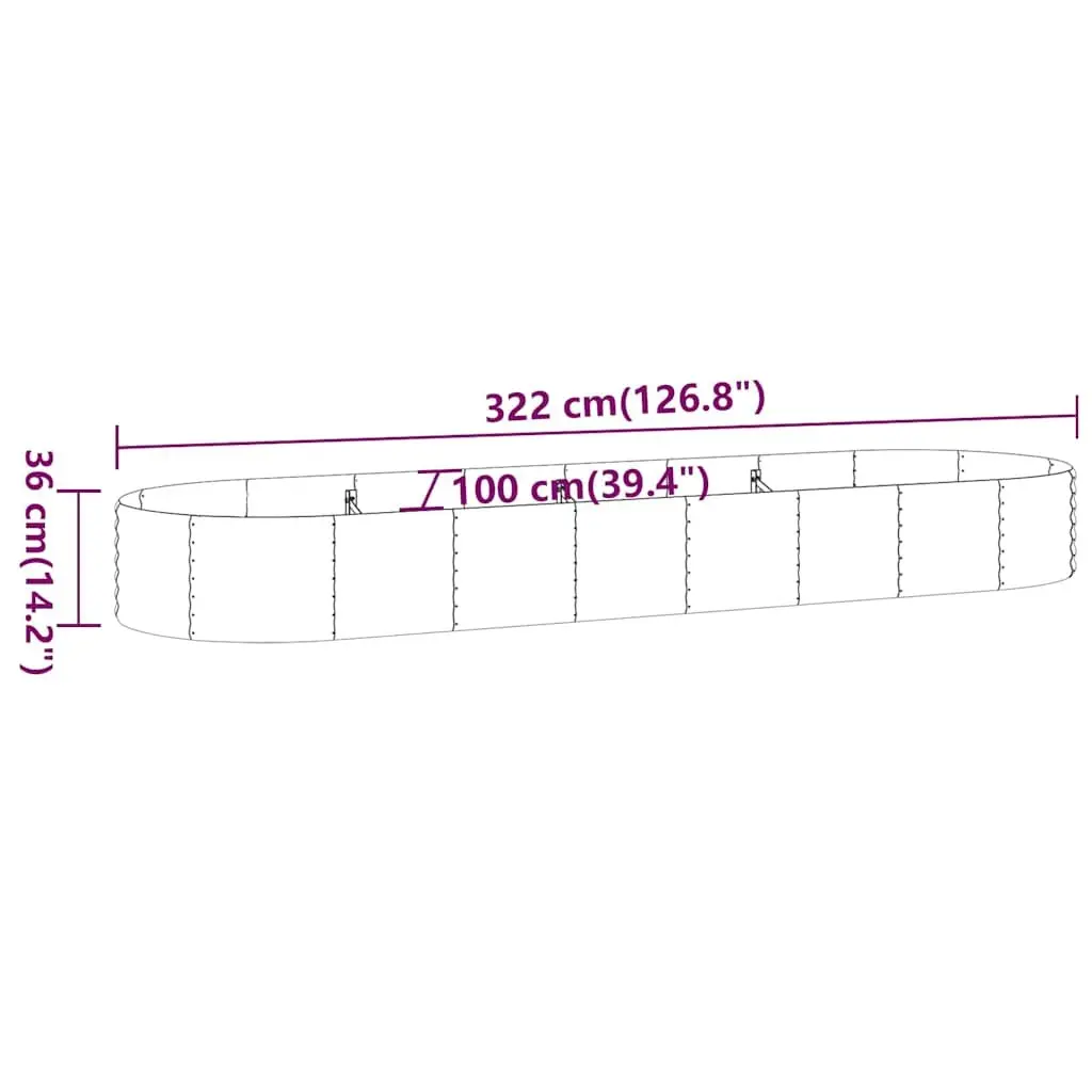 Galvanised Steel Raised Garden Bed Sturdy Grey 322L x 100W x 36H cm