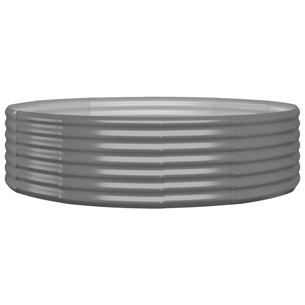 Outdoor Planter Box Galvanised Steel Frame Grey 140x140x36cm Durable Raised Garden Bed for Vegetables Herbs and Flowers