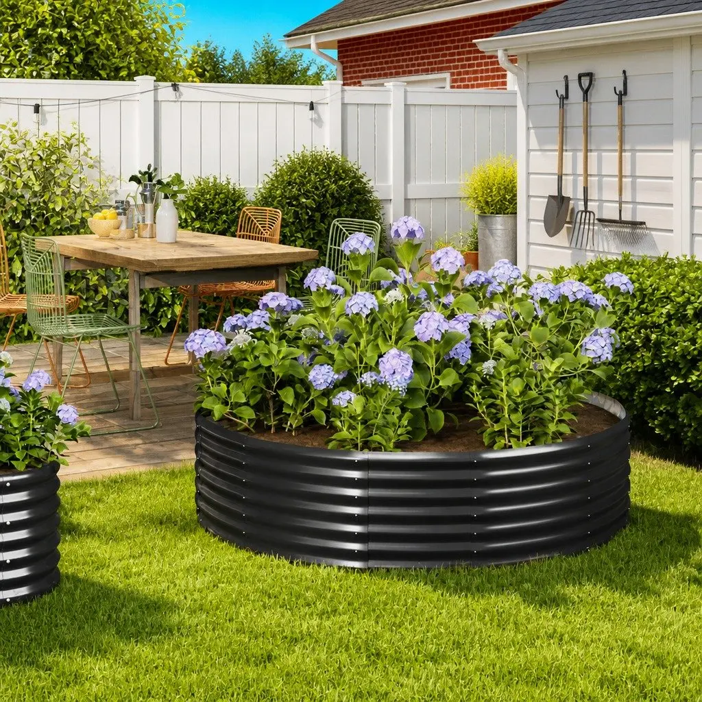 Garden Raised Bed Planter Box Galvanised Steel Frame 140 x 140 x 36 cm