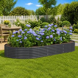 Garden Raised Bed Galvanised Steel 296x140x36cm Anthracite Outdoor Planter