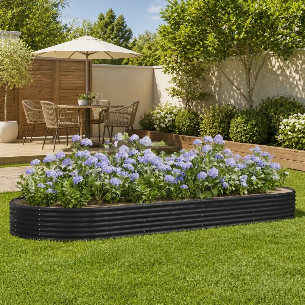 Galvanised Steel Raised Garden Bed Anthracite 373x140x36 cm