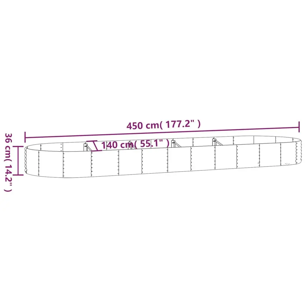 Garden Raised Bed Planter Galvanised Steel Frame 450 x 140 x 36 cm Outdoor Flower Vegetable Box