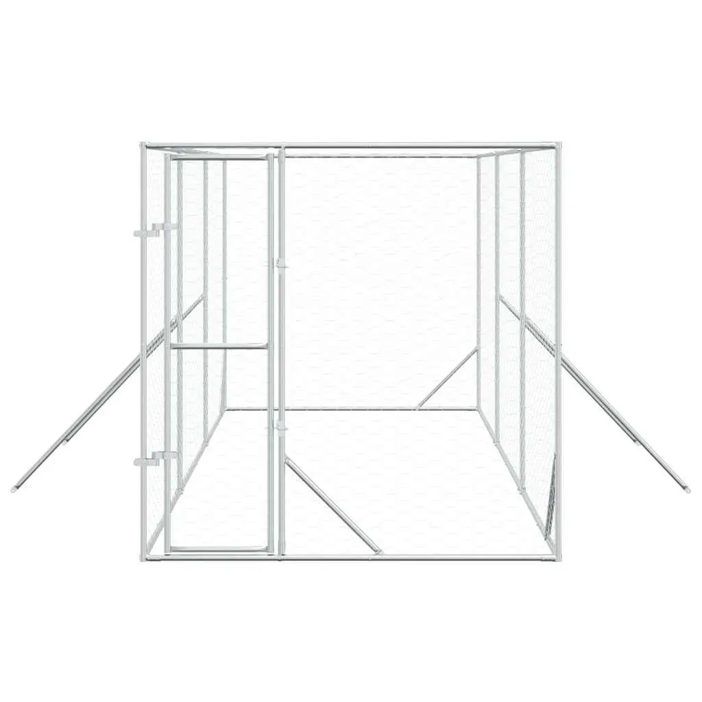 Outdoor Dog Kennel Enclosure Run Silver 2x6x2 m Galvanised Steel Lockable Door