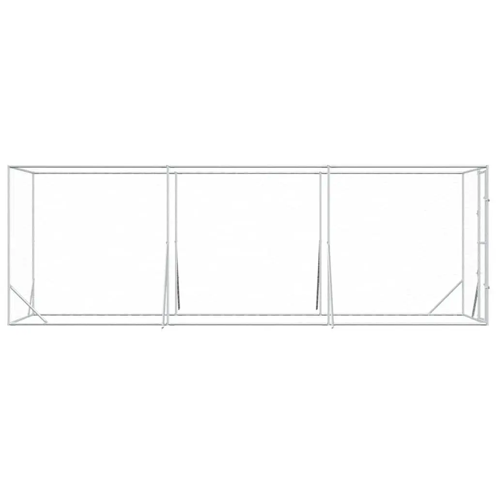 Outdoor Dog Kennel Enclosure Run Silver 2x6x2 m Galvanised Steel Lockable Door