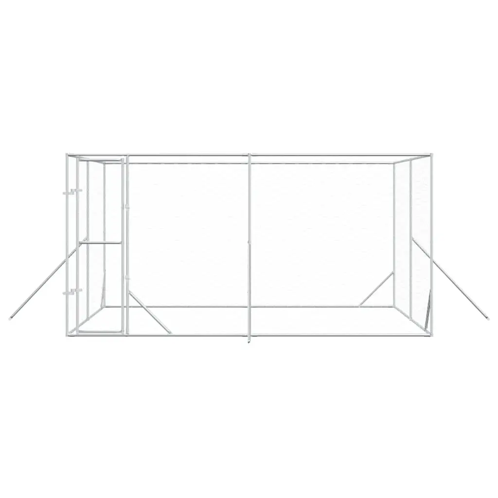 Outdoor Dog Kennel 4x4x2m Silver Galvanised Steel Enclosure Run Cage