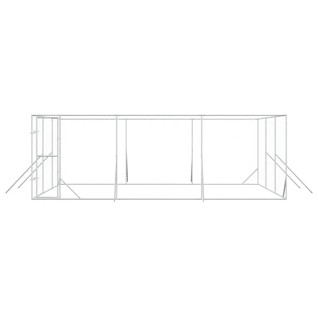 Dog Kennel Run Enclosure Galvanised Steel Silver 6x6x2 m