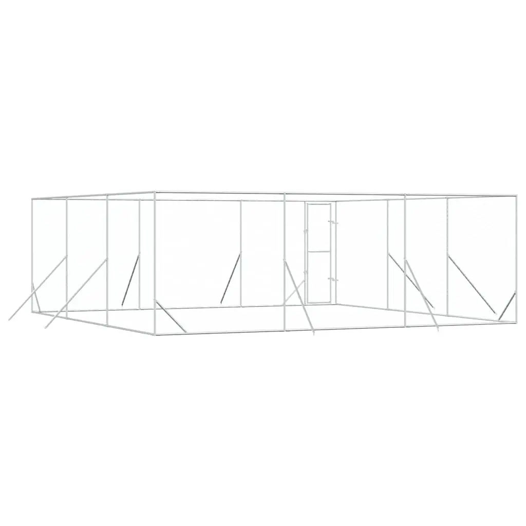Dog Kennel Run Enclosure Galvanised Steel Silver 6x6x2 m