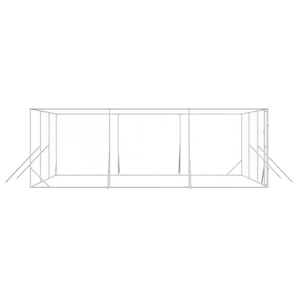 Dog Kennel Run Enclosure Galvanised Steel Silver 6x6x2 m