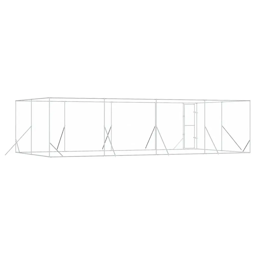 Dog Kennel Spacious Lockable Enclosure Galvanised Steel 8x4x2 m
