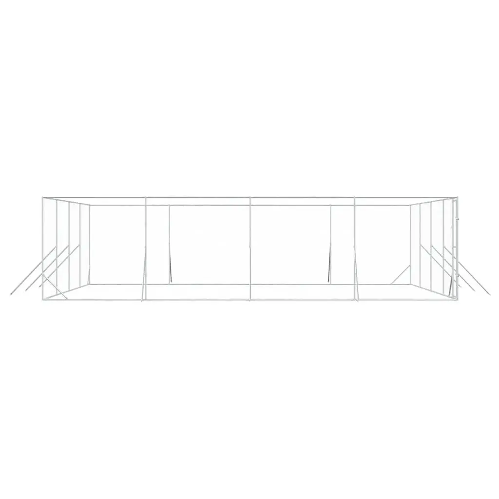 Dog Kennel Run Enclosure Galvanised Steel Lockable Door Silver 8x8x2m