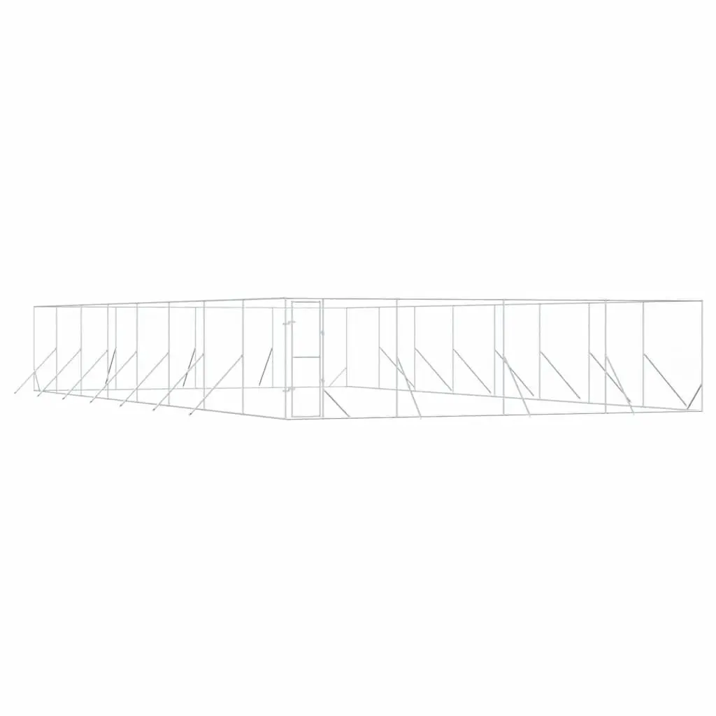 Dog Kennel Run Galvanised Steel 8x16x2 m Outdoor Enclosure with Lockable Door