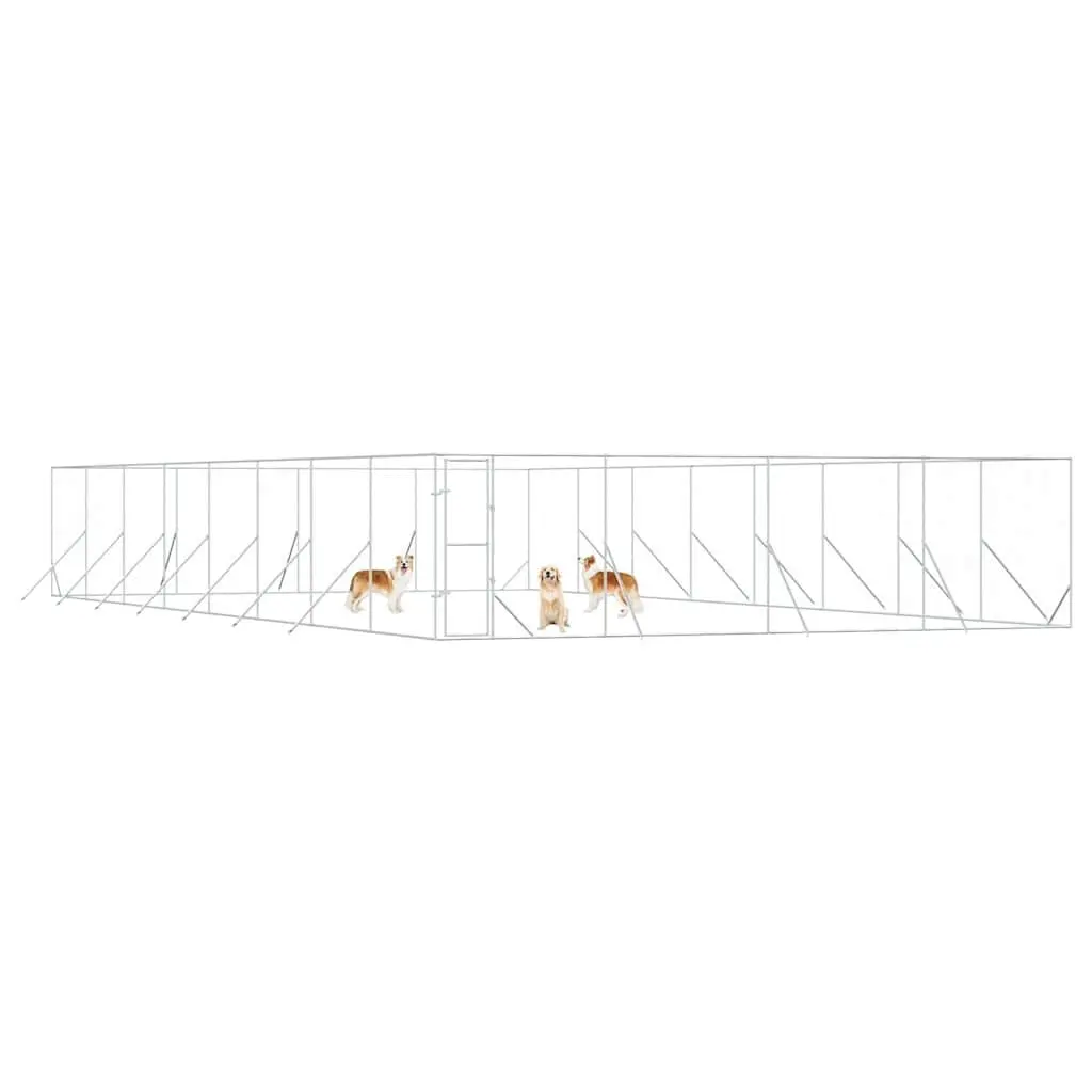 Dog Kennel Run Galvanised Steel 8x16x2 m Outdoor Enclosure with Lockable Door
