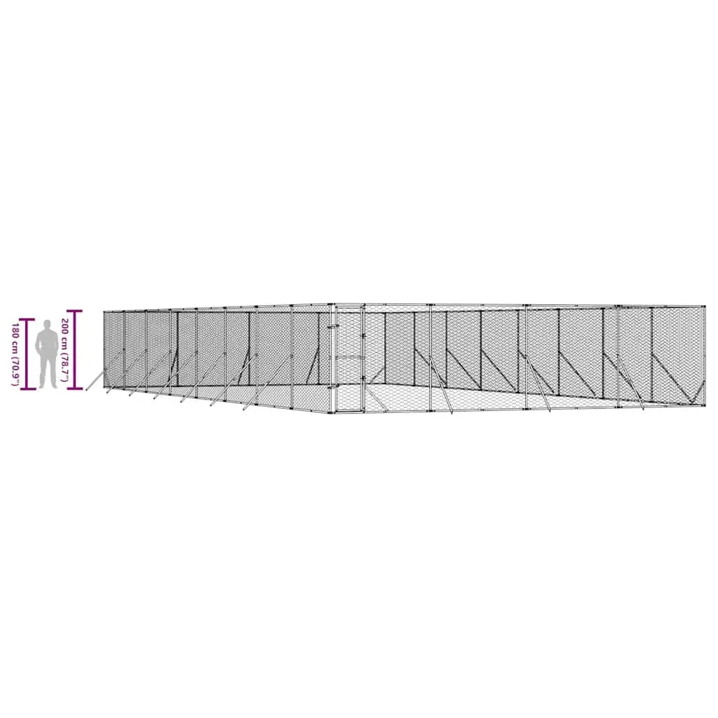 Dog Kennel Run Galvanised Steel 8x16x2 m Outdoor Enclosure with Lockable Door