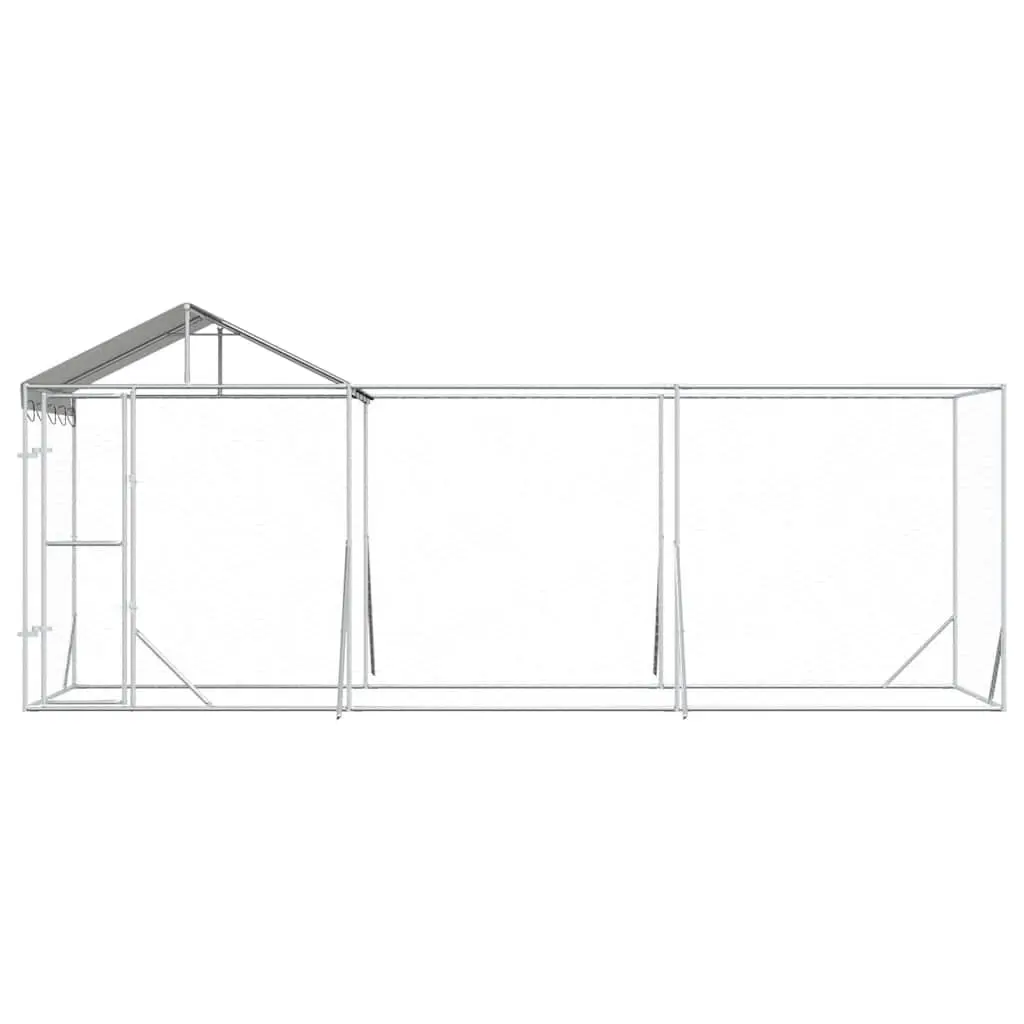 Outdoor Dog Kennel with Roof Silver 6x2x2.5m Galvanised Steel Enclosure