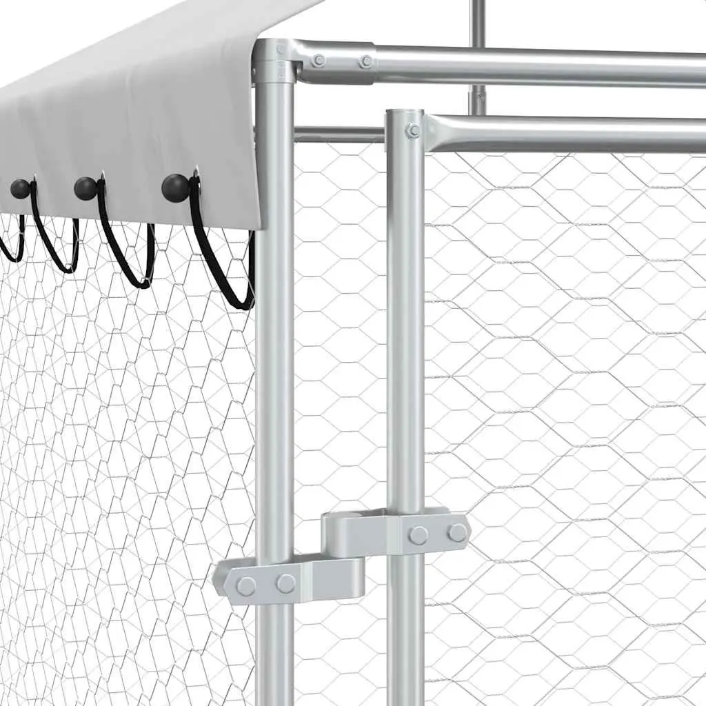 Outdoor Dog Kennel with Roof Silver 6x2x2.5m Galvanised Steel Enclosure