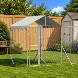Discover the Outdoor Dog Kennel with Roof Silver 10x2x2.5m
