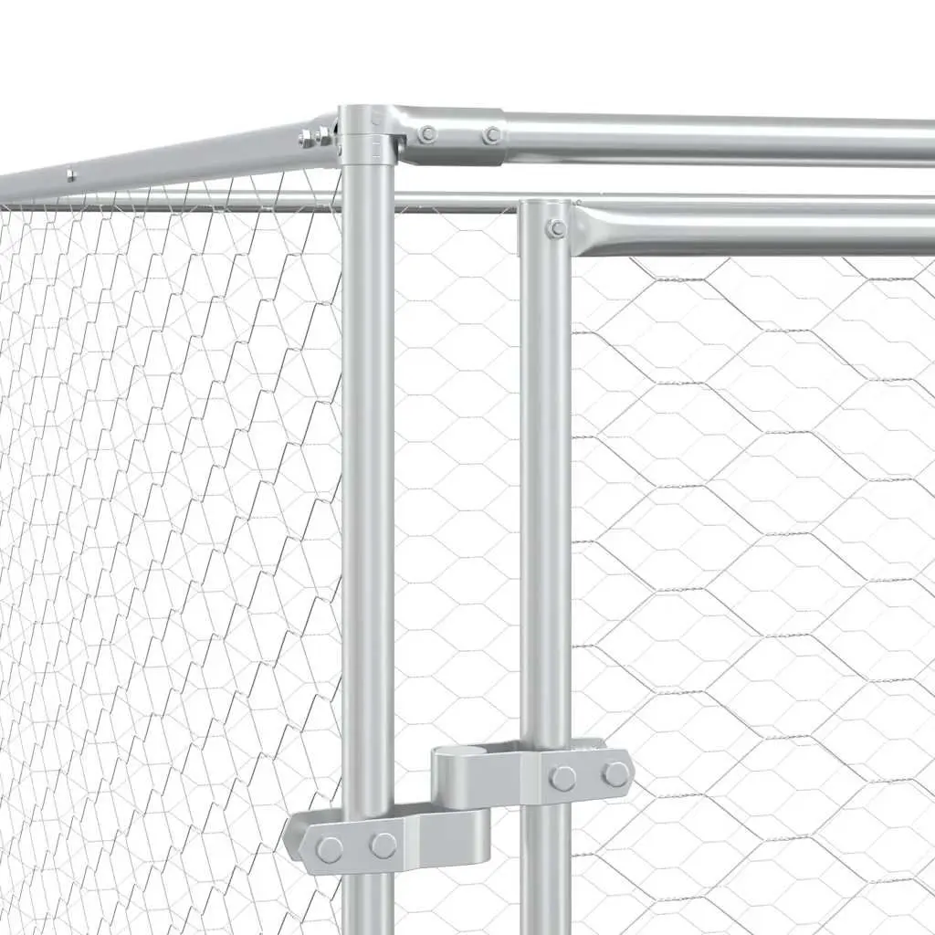 Outdoor Dog Kennel with Roof Silver 10x6x2.5 m Galvanised Steel Enclosure Run