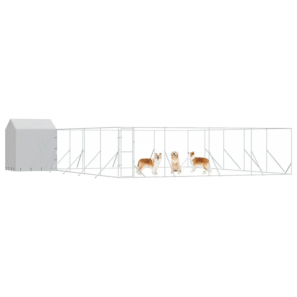 Outdoor Dog Kennel with Roof Galvanised Steel 10x10x2.5m