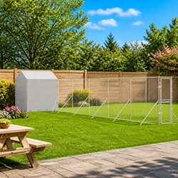 Outdoor Dog Kennel with Roof Silver 12x12x2.5m Galvanised Steel Lockable