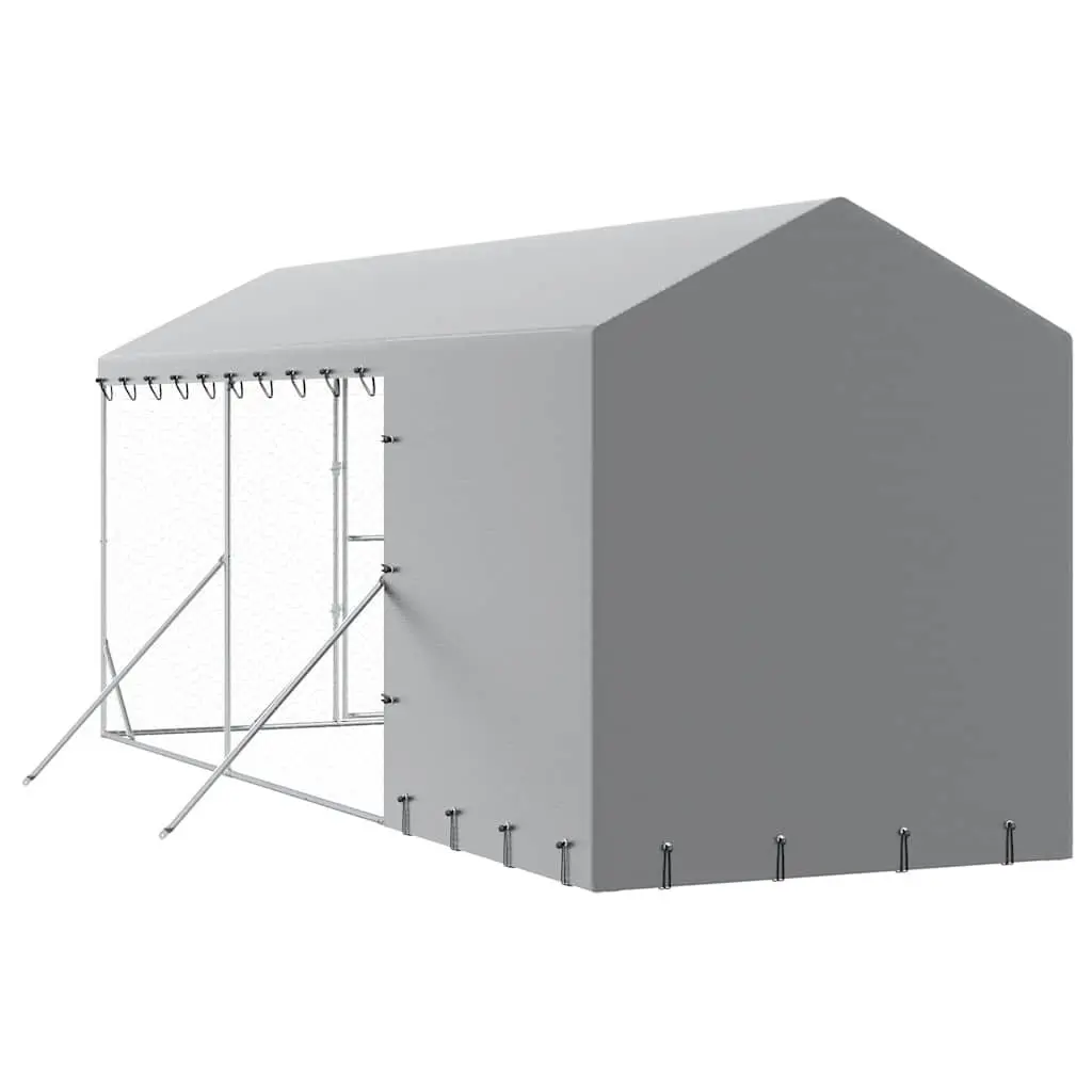 Outdoor Dog Kennel with Roof Galvanised Steel 2x6x2.5 m