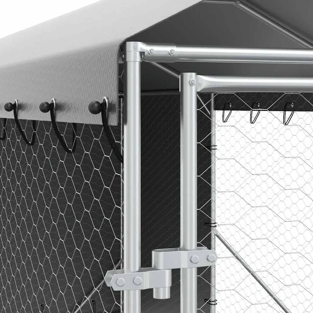 Outdoor Dog Kennel with Roof Galvanised Steel 2x6x2.5 m
