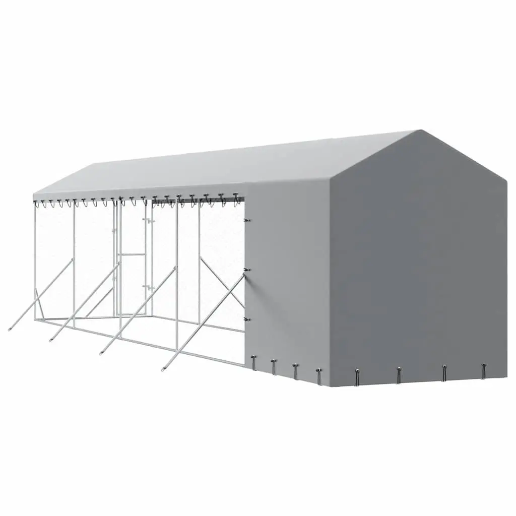 Outdoor Dog Kennel with Roof Silver 2x10x2.5m Galvanised Steel Enclosure Run