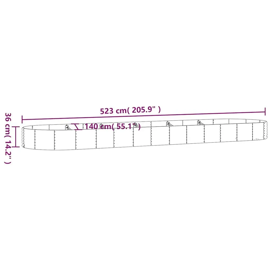 Garden Raised Bed Galvanised Steel Frame Planter 523 x 140 x 36 cm Outdoor Vegetable Herb Flower