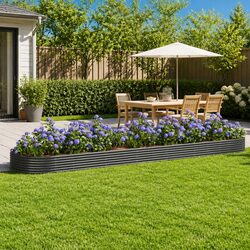 Raised Garden Bed Galvanised Steel Frame Planter Outdoor Flowers Vegetables