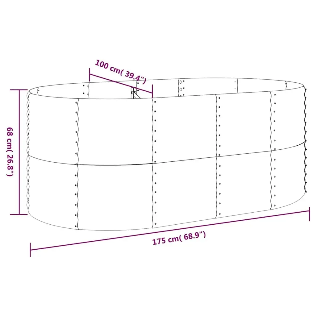 Galvanised Steel Raised Garden Bed Planter Sturdy Outdoor 175 x 100 x 68 cm