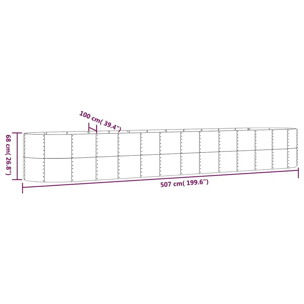Garden Raised Bed Steel Frame Outdoor Planter Box Large Rectangular 507x100x68 cm