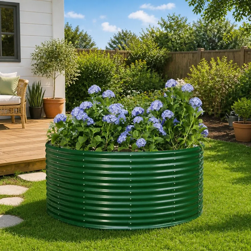 Garden Raised Bed Planter Box Galvanised Steel 140x140x68cm Outdoor Flower