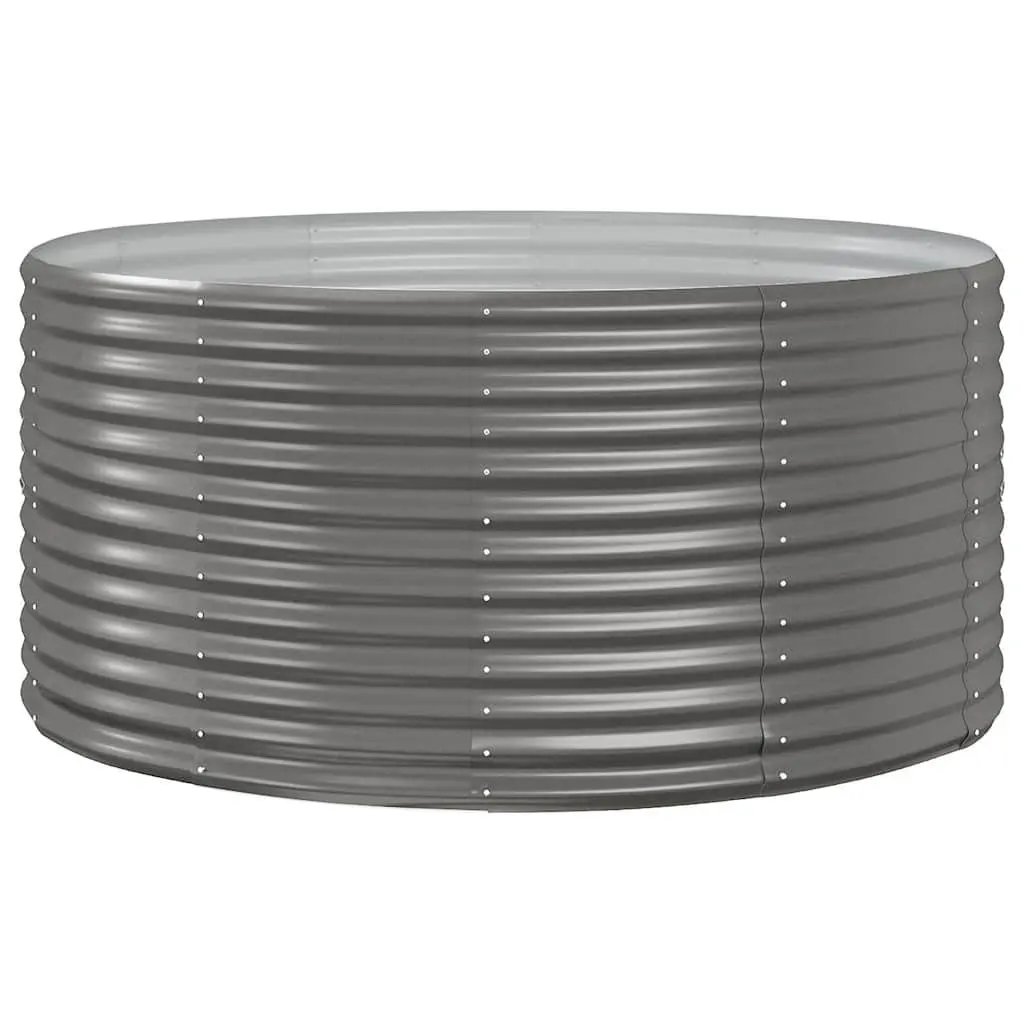 Garden Raised Bed Grey Galvanised Steel Frame 140x140x68 cm