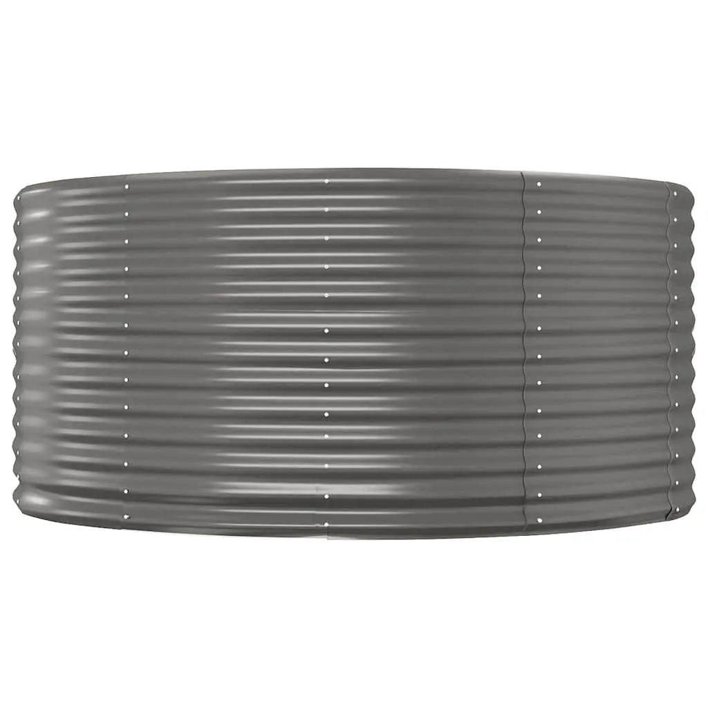 Garden Raised Bed Grey Galvanised Steel Frame 140x140x68 cm